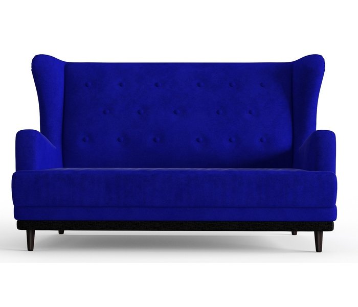 Диван из велюра Лорд синего цвета - купить Прямые диваны по цене 24590.0