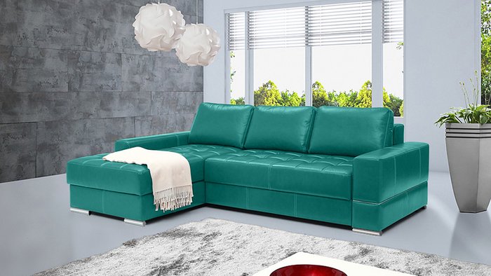 Угловой диван-кровать Матео бирюзового цвета - купить Угловые диваны по цене 95900.0