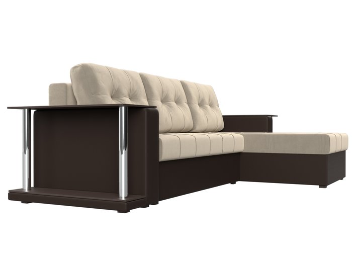 Угловой диван-кровать Даллас бежево-коричневого цвета (ткань\экокожа) - лучшие Угловые диваны в INMYROOM