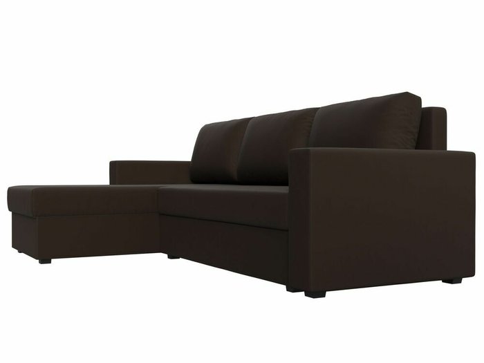 Угловой диван-кровать Траумберг Лайт коричневого цвета левый угол (экокожа) - лучшие Угловые диваны в INMYROOM