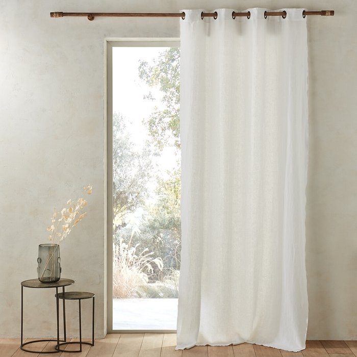 Штора из льна Romane 140x320 белого цвета