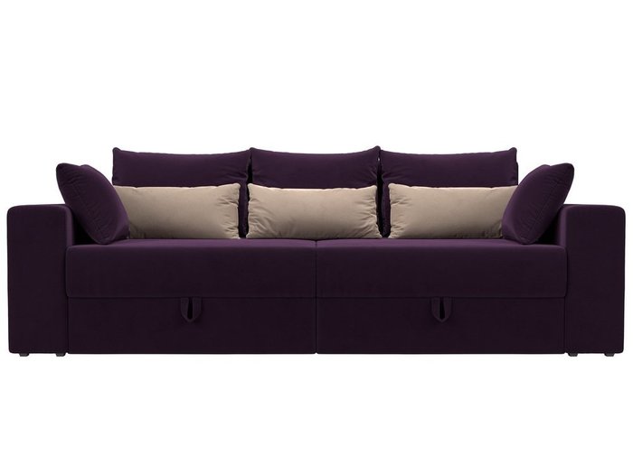 Прямой диван-кровать Мэдисон фиолетово-бежевого цвета - купить Прямые диваны по цене 39990.0