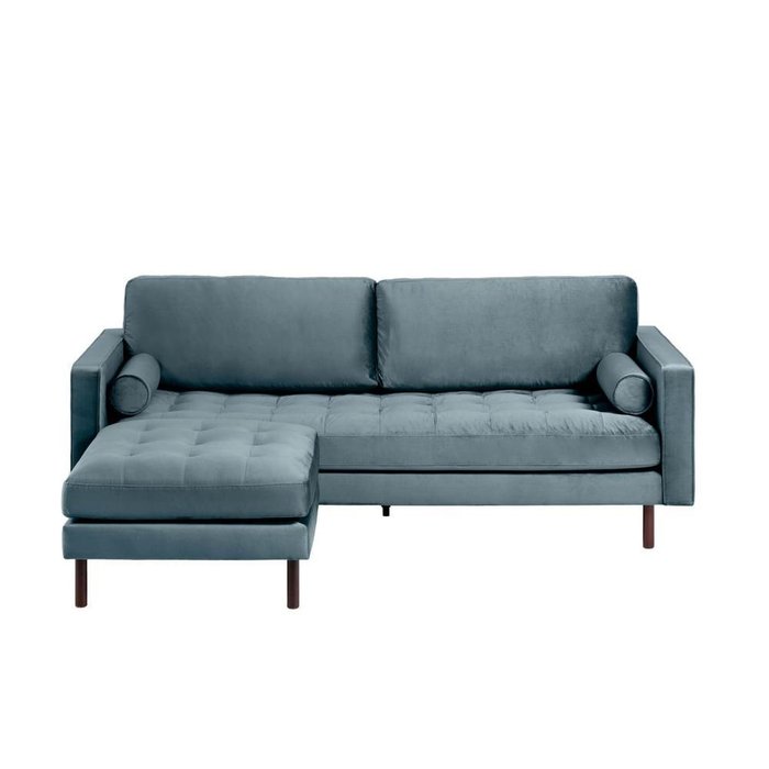 Прямой диван Bogart Turquoise velvet с пуфом - лучшие Прямые диваны в INMYROOM