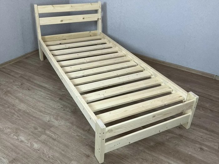 Кровать Мишка сосновая усиленная 80х200 бежевого цвета - купить Кровати для спальни по цене 9360.0