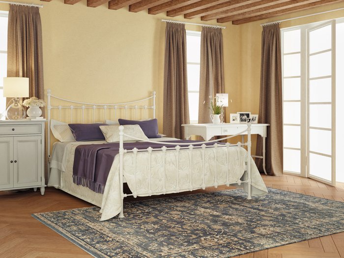 Кровать Чара 120х200 бело-глянцевого цвета - купить Кровати для спальни по цене 70432.0