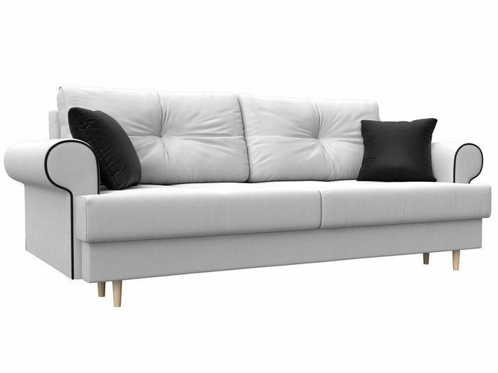 Прямой диван-кровать Сплин белого цвета (экокожа)