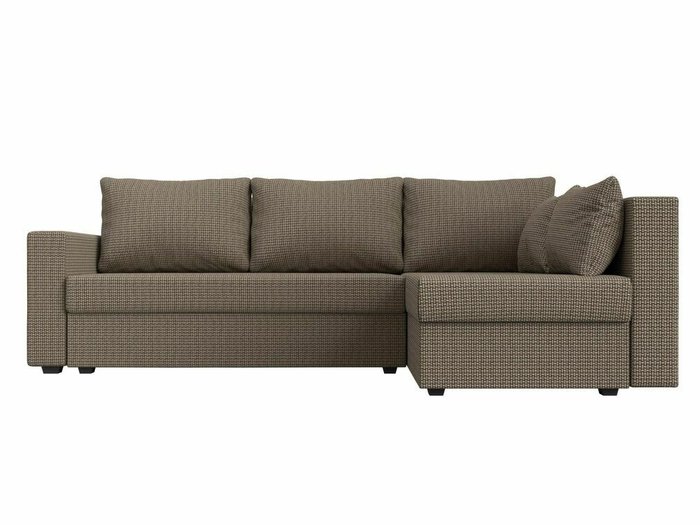 Угловой диван-кровать Мансберг бежево-коричневого цвета правый угол - купить Угловые диваны по цене 39999.0
