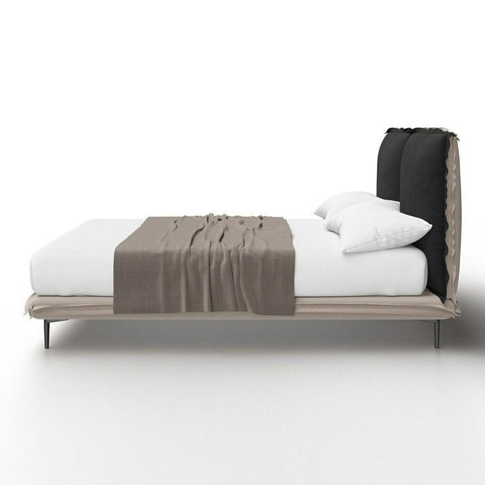 Кровать Frill 200х200 бежево-черного цвета без подъемного механизма - лучшие Кровати для спальни в INMYROOM