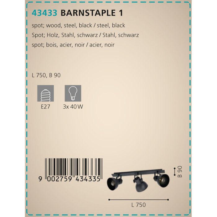 Спот Barnstaple черного цвета - купить Накладные споты по цене 21990.0