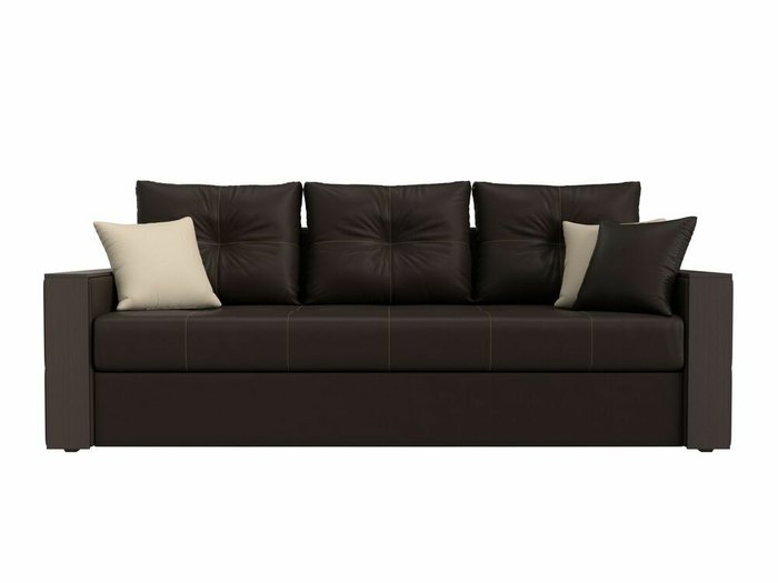 Прямой диван-кровать Валенсия коричневого цвета (экокожа) - купить Прямые диваны по цене 37999.0