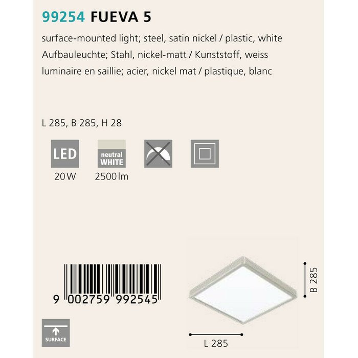 Светильник точечный Eglo Fueva 5 99254 - купить Накладные споты по цене 4290.0