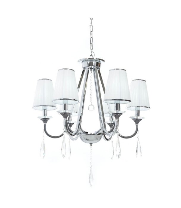Хрустальная подвесная люстра Lumina Deco Milesia LDP 8926-6 WT+CHR - лучшие Подвесные люстры в INMYROOM
