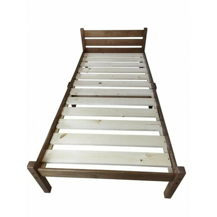 Кровать односпальная Классика Компакт сосновая 60х190 цвета темный дуб - лучшие Одноярусные кроватки в INMYROOM