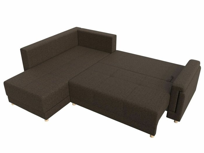 Угловой диван-кровать Лига 024 коричневого цвета левый угол - купить Угловые диваны по цене 68999.0