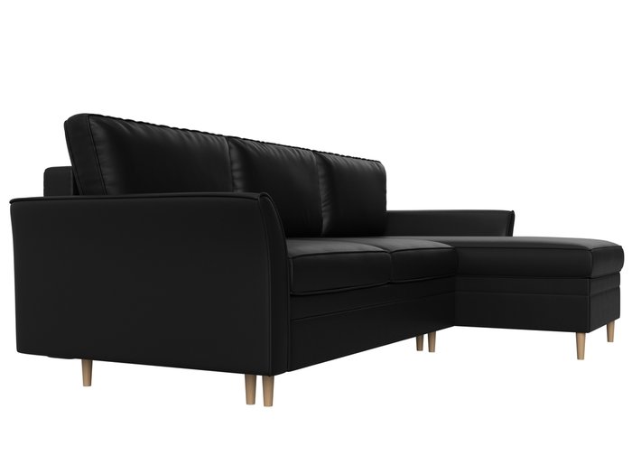 Угловой диван-кровать София черного цвета (экокожа) правый угол - лучшие Угловые диваны в INMYROOM