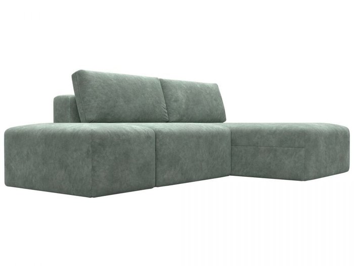 Угловой модульный диван-кровать с пуфом Лигa-060 светло-зеленого цвета - лучшие Угловые диваны в INMYROOM
