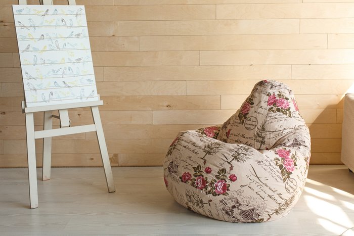 Кресло-мешок Груша XL Прованс бежевого цвета - купить Бескаркасная мебель по цене 3650.0