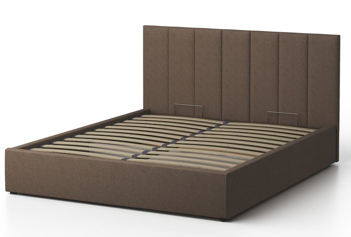 Кровать Венера-3 200х200 коричневого цвета с подъемным механизмом (рогожка) - купить Кровати для спальни по цене 29552.0