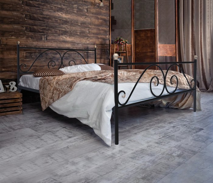 Кованая кровать Анталия 140х200 черного цвета - лучшие Кровати для спальни в INMYROOM