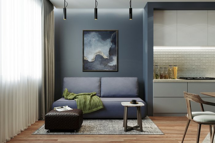 Диван-кровать Лаки синего цвета - купить Прямые диваны по цене 24990.0