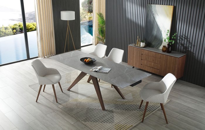 Обеденный стол раскладной Valencia серо-коричневого цвета - купить Обеденные столы по цене 137550.0