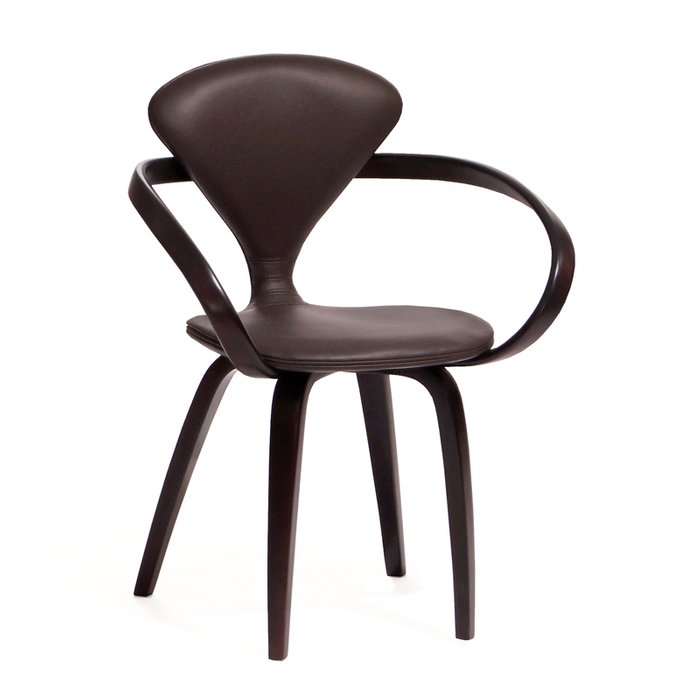 Обеденный стул Apriori N с обивкой сиденья из натуральной кожи и каркасом цвета венге