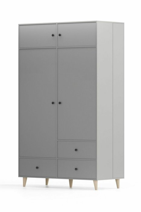 Распашной шкаф Fold серого цвета с нишей справа
