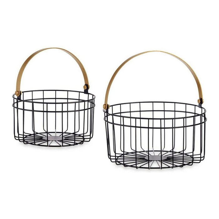 Корзина Чёрный Позолоченный Металл 25 x 27 x 25  (2 pcs)