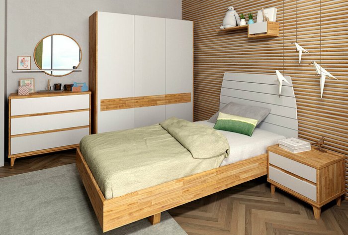 Кровать Wallstreet 90х200 бело-коричневого цвета - лучшие Кровати для спальни в INMYROOM