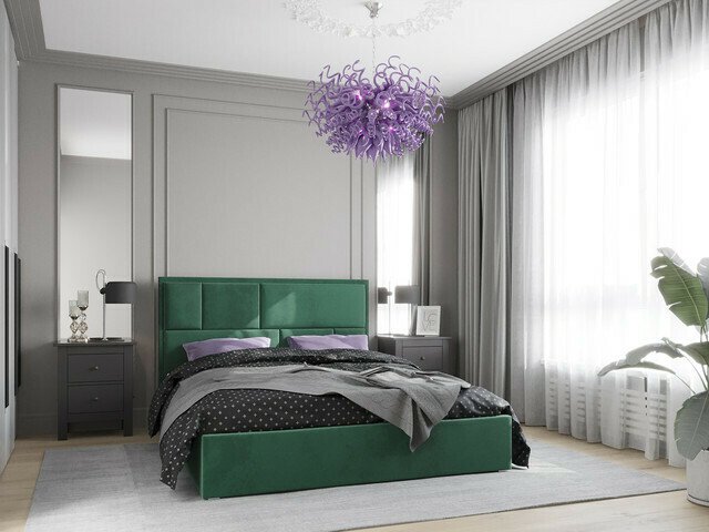 Кровать с подъемным механизмом Madison 140х200 зеленого цвета - лучшие Кровати для спальни в INMYROOM