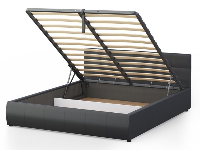Кровать Венера-1 160х190 черного цвета с подъемным механизмом (экокожа) - лучшие Кровати для спальни в INMYROOM