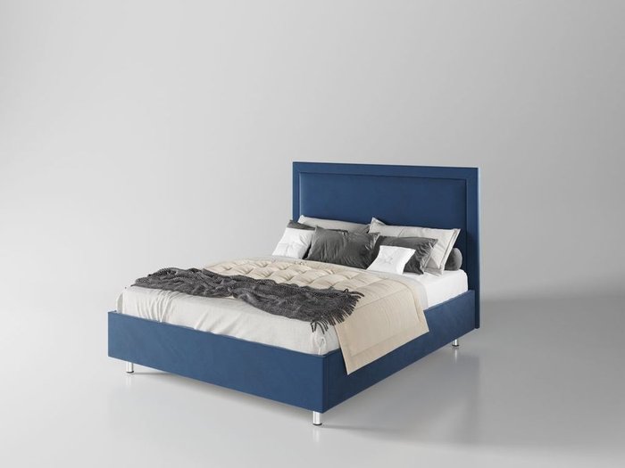 Кровать Юнит 160х200 тёмно-синего цвета