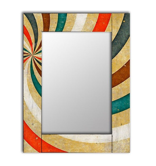Настенное зеркало Фейерверк в раме из массива сосны 75х110