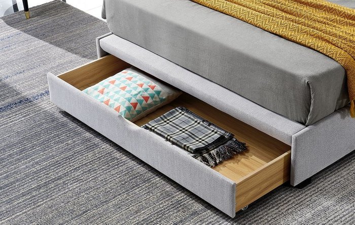 Кровать Minneapolis 160x200 серого цвета с выдвижным ящиком - лучшие Кровати для спальни в INMYROOM