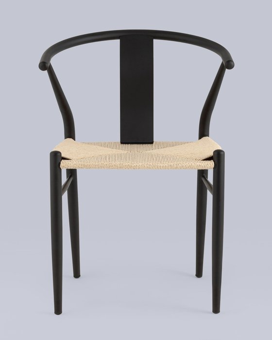 Стул обеденный Wishbone Style черно-бежевого цвета - лучшие Обеденные стулья в INMYROOM