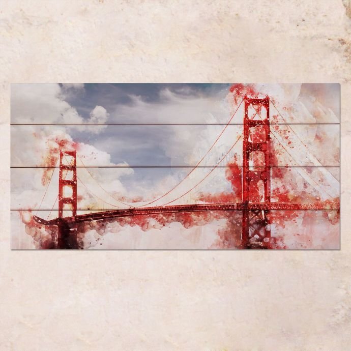 Картина на дереве Golden Gate Bridge 80х40