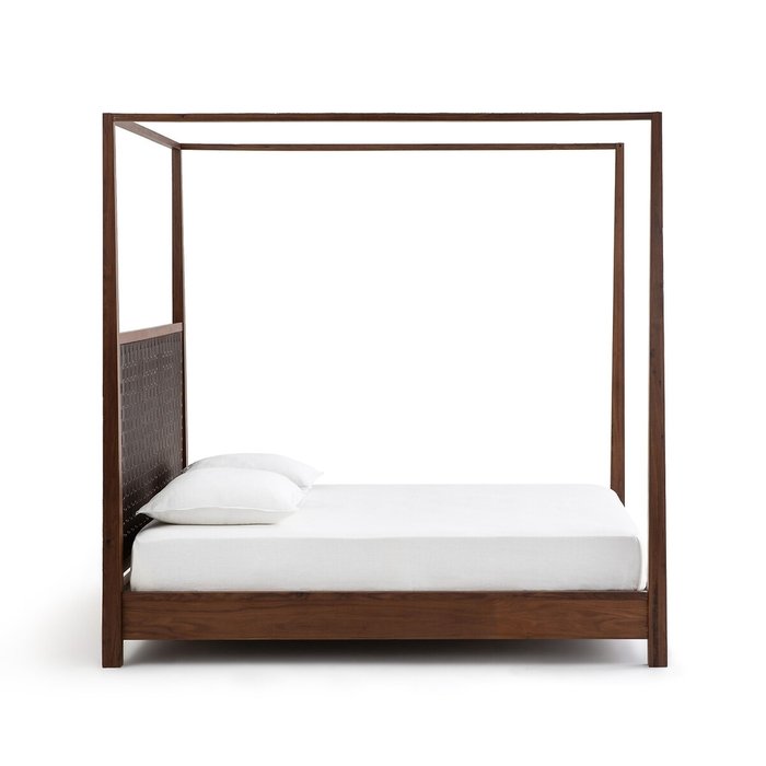 Кровать с балдахином из массива орехового дерева Gilmour 180х200 коричневого цвета - купить Кровати для спальни по цене 177310.0