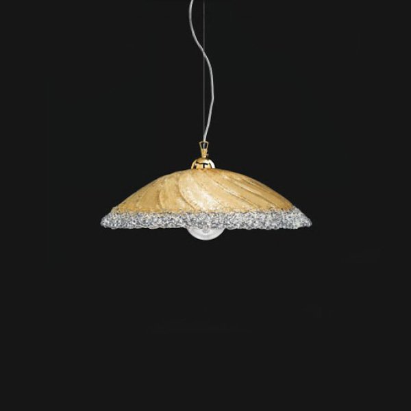 Подвесной светильник Renzo Del Ventisette с плафоном из муранского стекла янтарного цвета с прозрачными вставками - купить Подвесные светильники по цене 20770.0