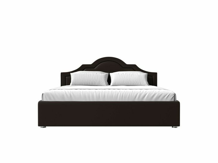 Кровать Афина 180х200 темно-коричневого цвета с подъемным механизмом (экокожа) - купить Кровати для спальни по цене 73999.0