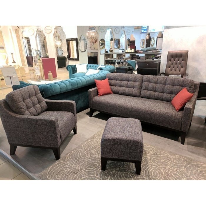 Трехместный диван Нивель серого цвета - купить Прямые диваны по цене 51100.0