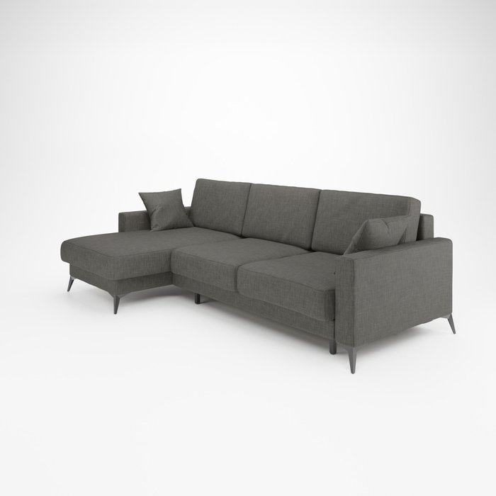 Угловой диван-кровать Наоми 2 темно-серого цвета левый