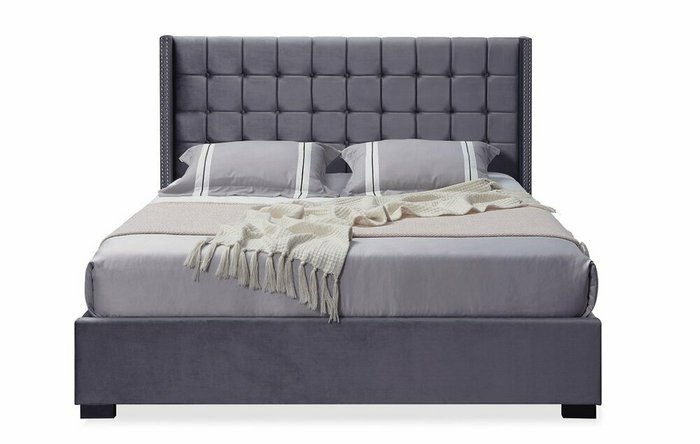 Кровать Vivien 160x200 серого цвета - купить Кровати для спальни по цене 40348.0