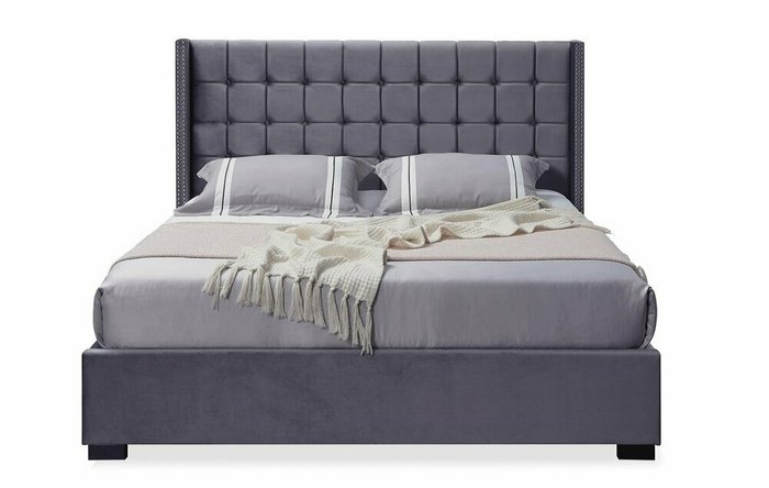 Кровать Vivien 160x200 серого цвета - купить Кровати для спальни по цене 40348.0 Кровать Vivien 160x200 серого цвета - купить Кровати для спальни по цене 40348.0