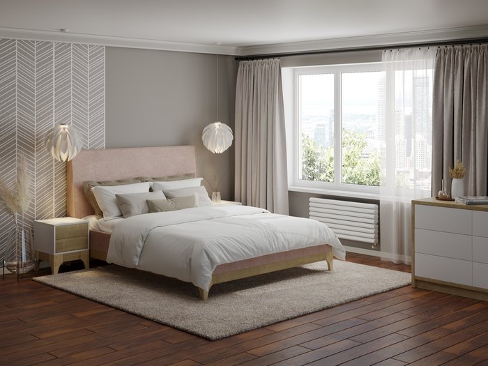 Кровать Odda 160х190 бежево-серого цвета - купить Кровати для спальни по цене 40550.0