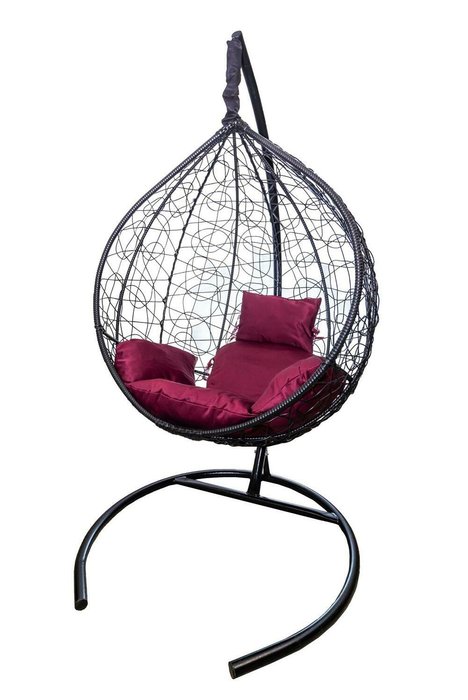 Кресло подвесное Сфера Лайт черно-бордового цвета
