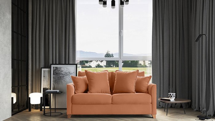Диван Лион 177 оранжево-коричневого цвета - купить Прямые диваны по цене 48100.0