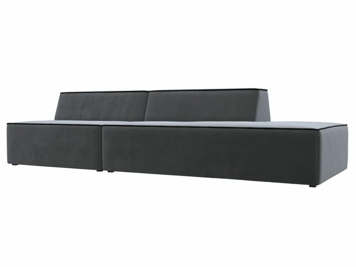 Прямой модульный диван Монс Модерн серого цвета с черным кантом правый