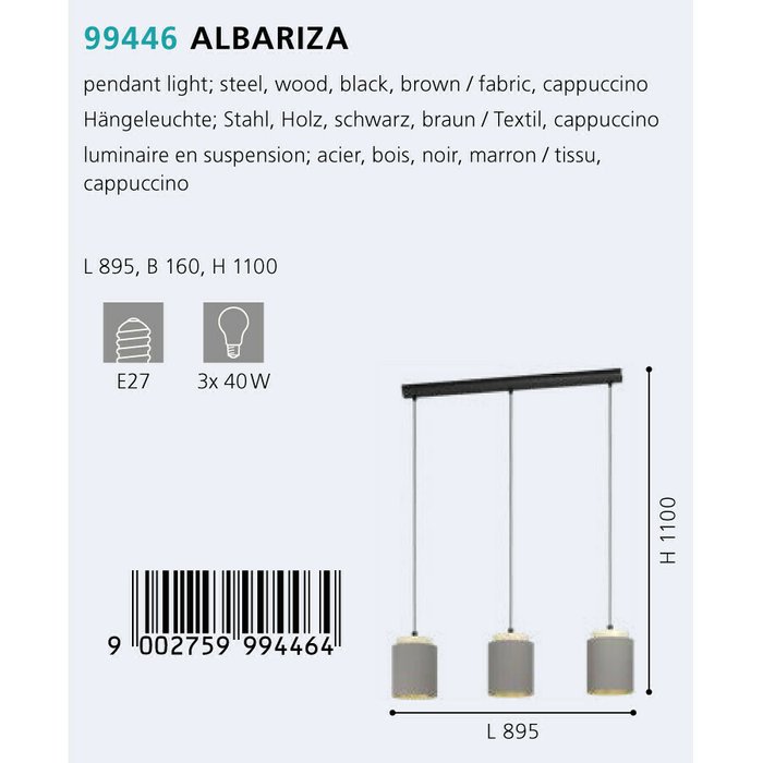 Подвесной светильник Eglo Albariza 99446 - купить Подвесные светильники по цене 25290.0