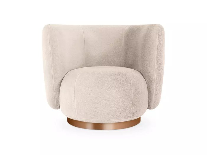 Кресло Lucca темно-бежевого цвета с коричневым основанием  - купить Интерьерные кресла по цене 59040
