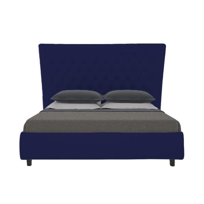 Кровать QuickSand Велюр Синий 140х200 - лучшие Кровати для спальни в INMYROOM